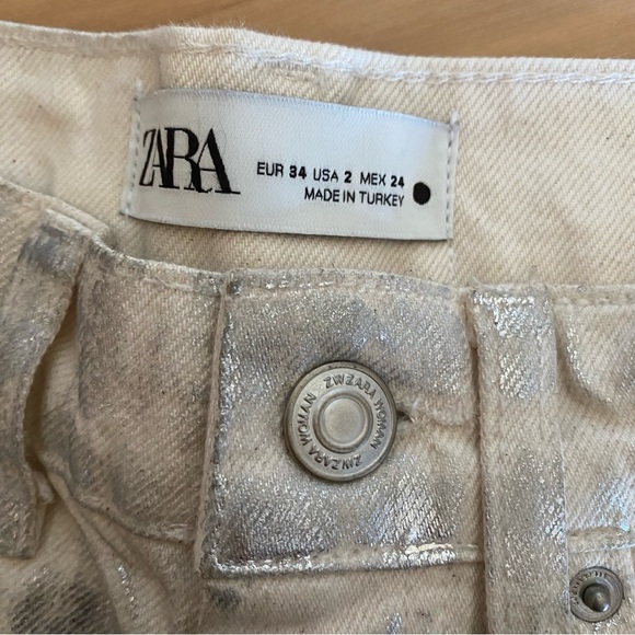 Zara silver metallic wide leg jeans - Picture 13 of 16